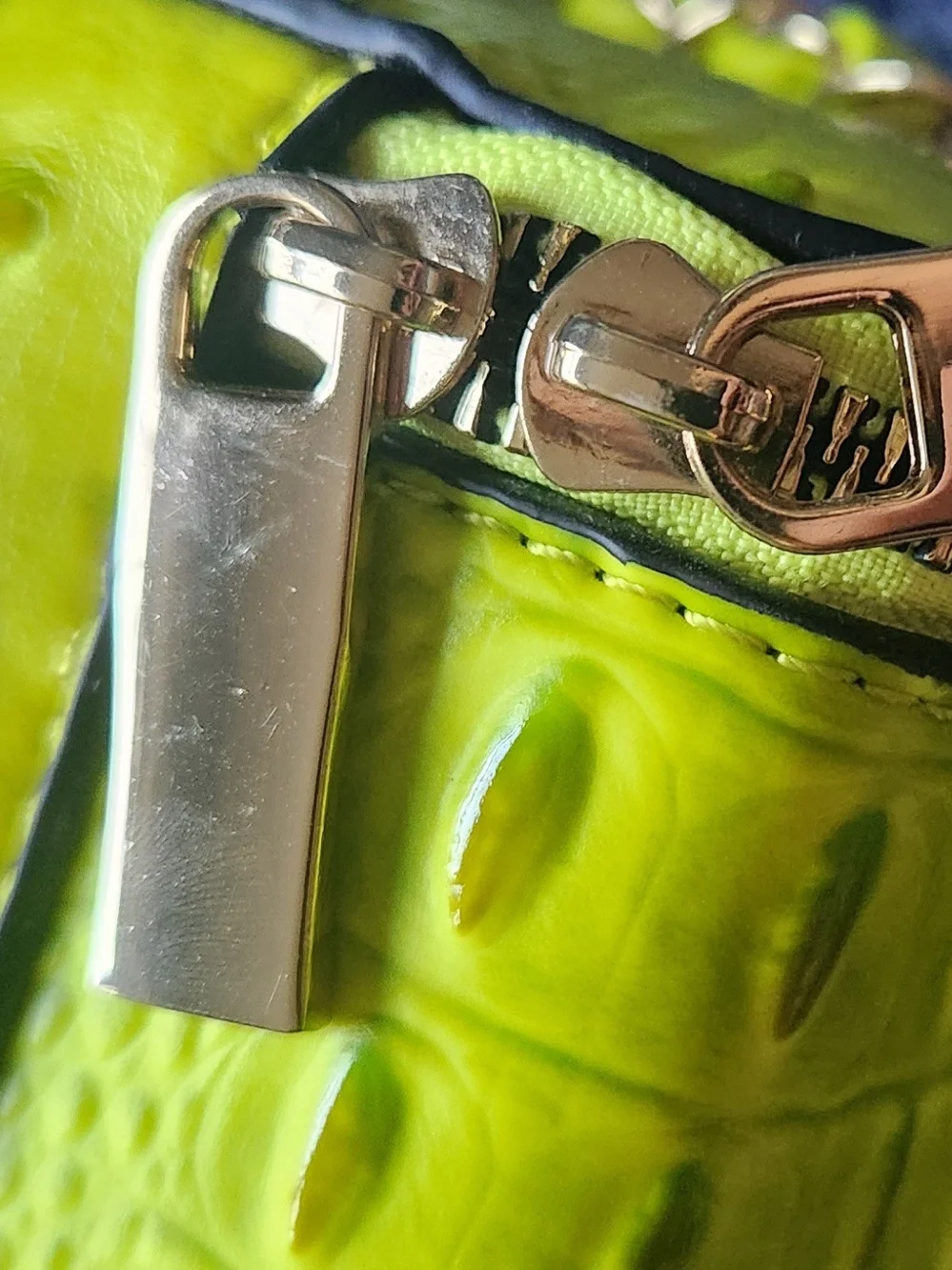 Ostrich Croc Queen Bee Stripe Boxy Crossbody Bag Satchel Neon Green Y2K